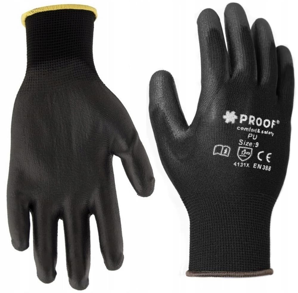 Rękawice robocze poliestrowe powlekane nitrylem gładkim, 12 par, rozmiar 10