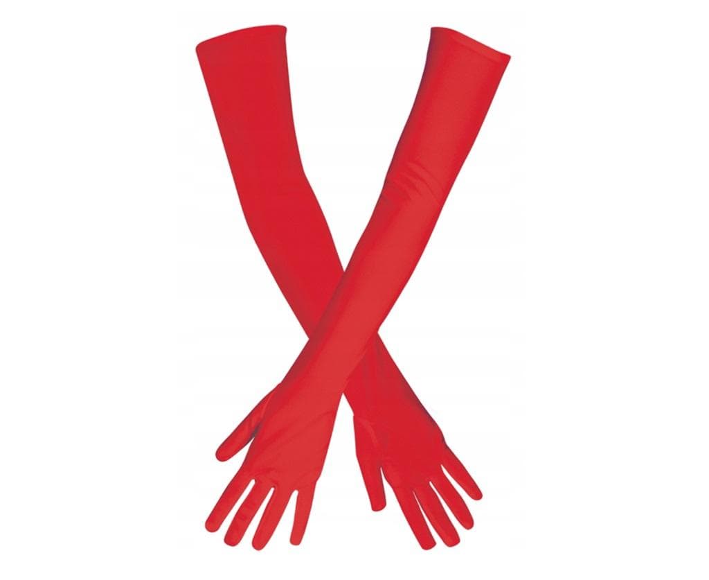 Rękawiczki Opera Los Angeles do łokcia czerwone eleganckie