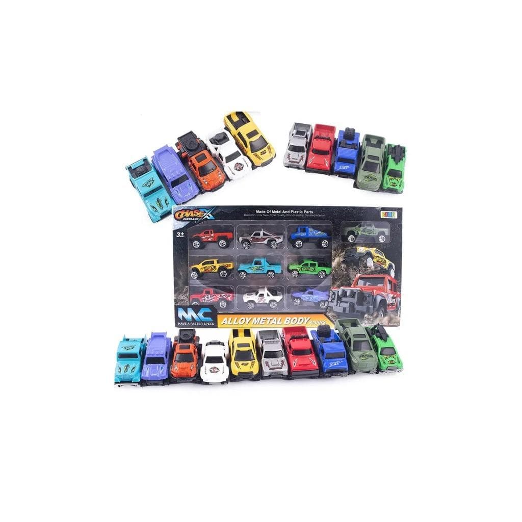 LENA Resoraki terenowe metalowe - 10 szt. auta 7cm