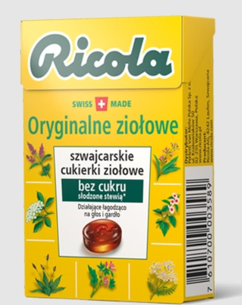 Cukierki ziołowe Ricola Oryginalne bez cukru 27,5 g
