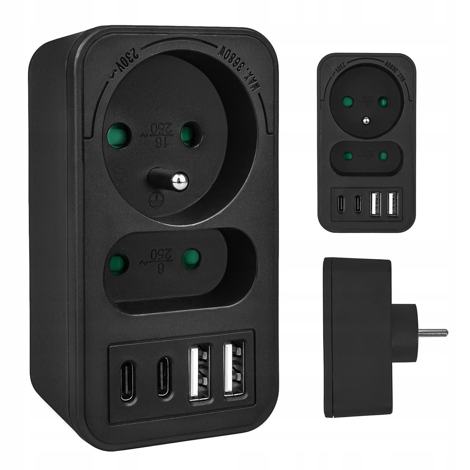 Rozgałęźnik elektryczny Maclean z 2 gniazdami, 2xUSB A i 2xUSB C PD 20W