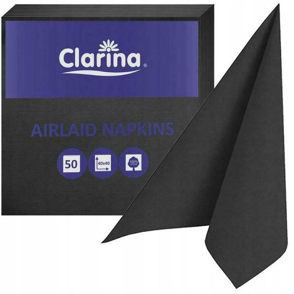 Serwetki czarne Clarin 40 x 40 cm 50 sztuk