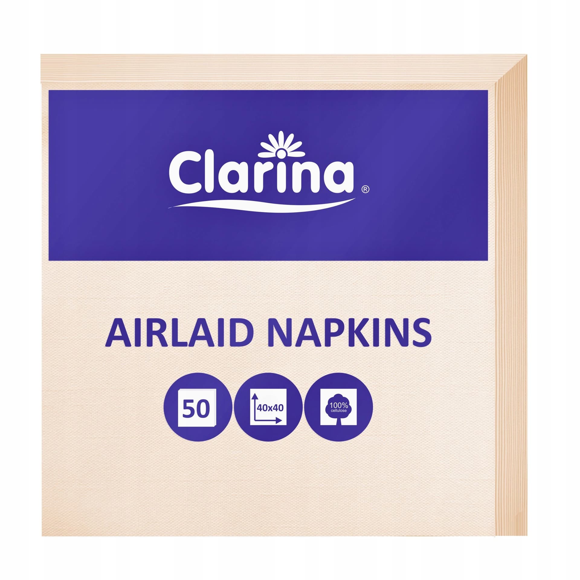 Serwetki kremowe Clarin o wymiarach 40x40 cm, 50 sztuk