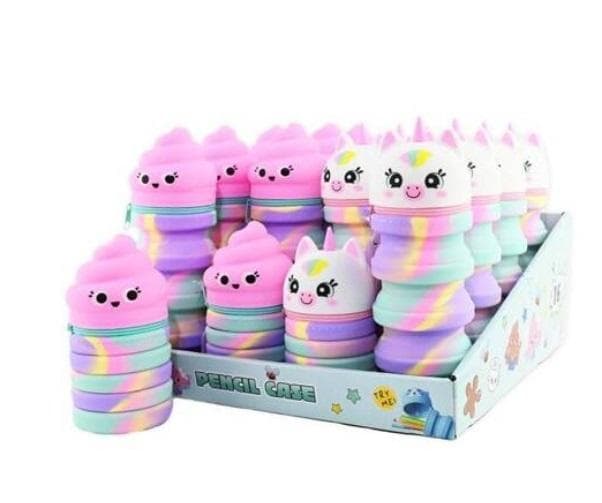 Silikonowy rozkładany piórnik Jednorożec MIX kolorów