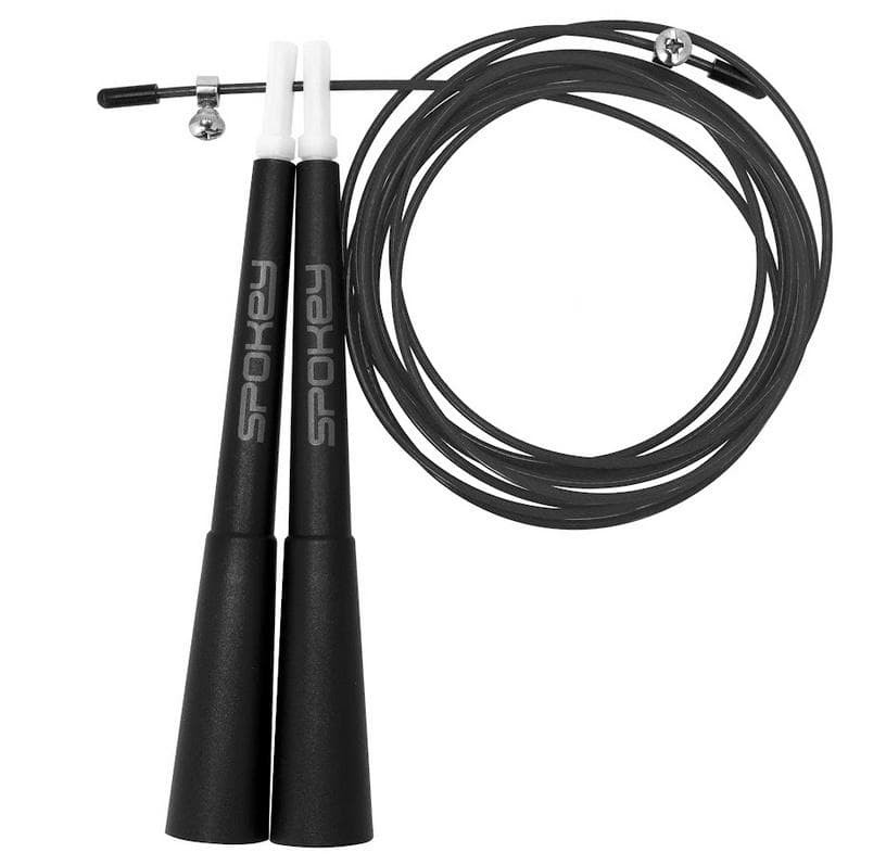 Skakanka regulowana czarna do ćwiczeń fitness