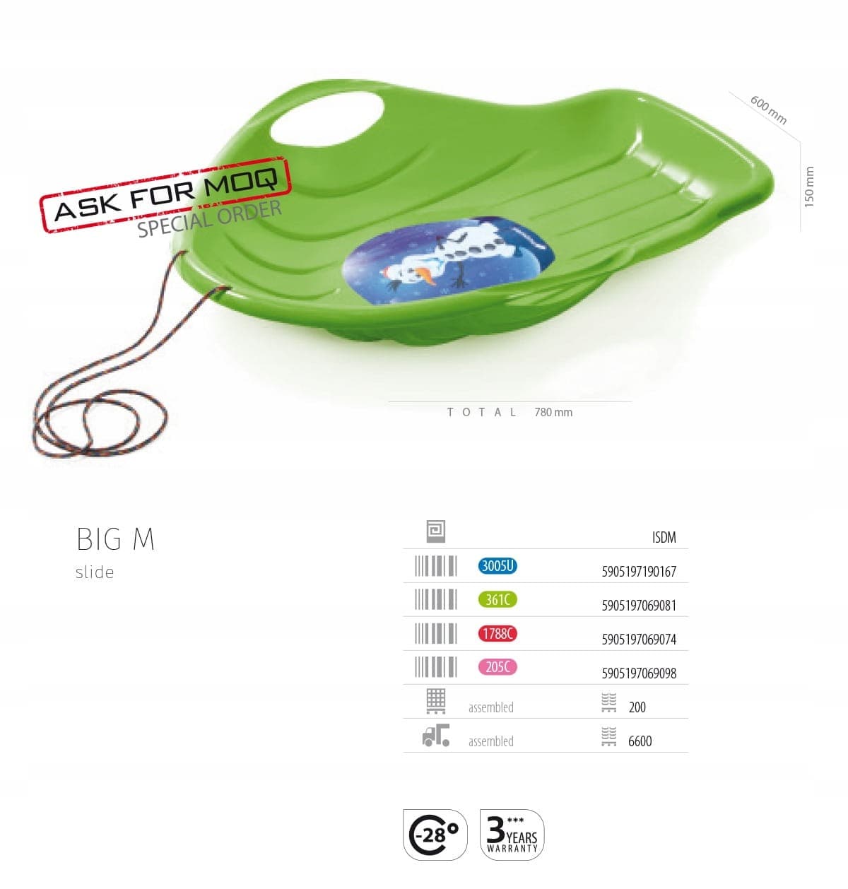 Ślizg dla dzieci Big M Zielony do zabawy na śniegu