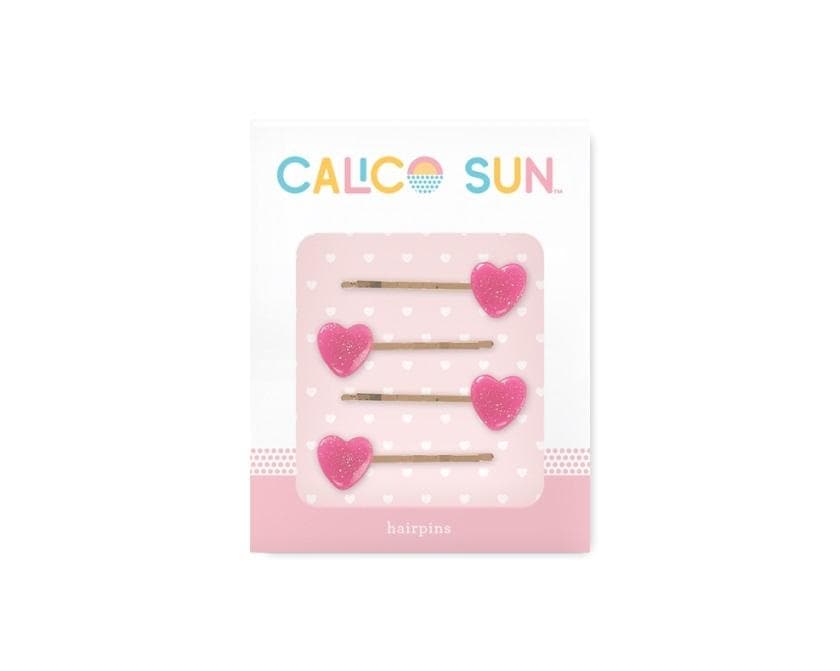 Spinki do włosów Serduszka z brokatem - 4 sztuki