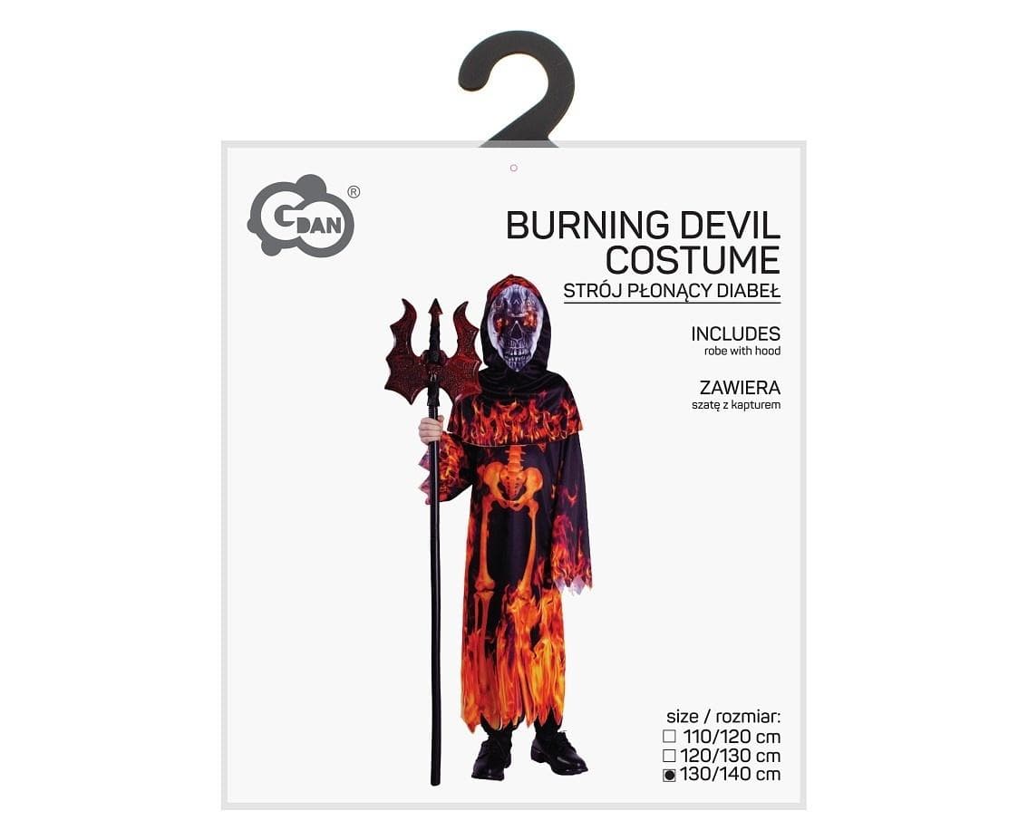 Strój karnawałowy dla dzieci Płonący Diabeł rozmiar 130/140 cm