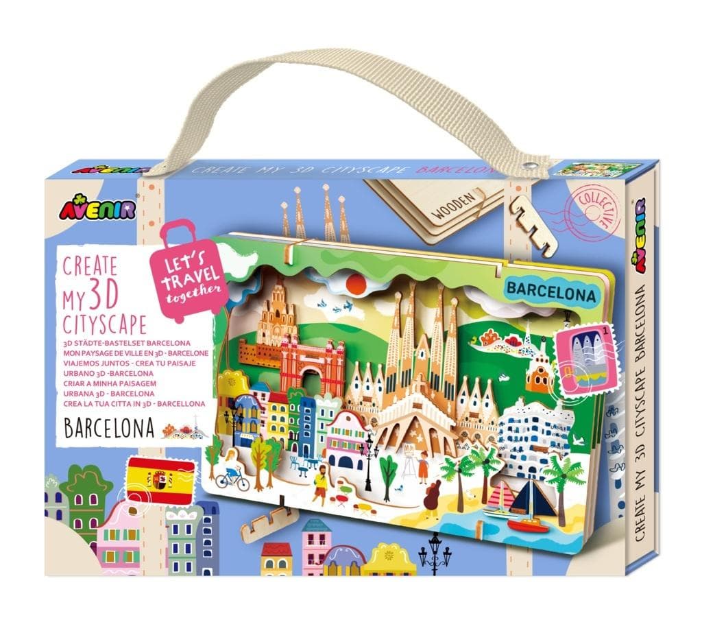 Puzzle drewniane 3D - Pejzaż miejski Barcelona
