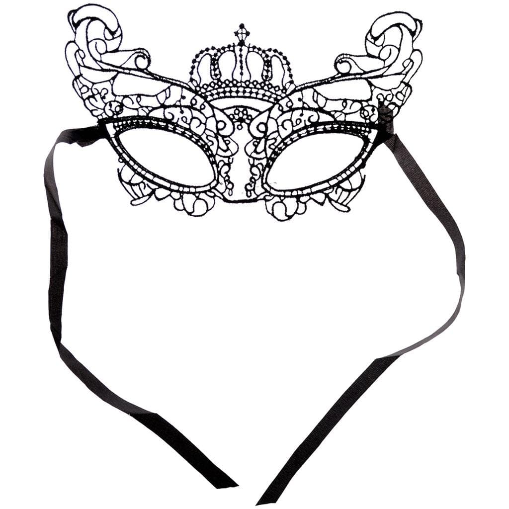 Subtelna maska koronkowa z czarną wstążką, rozmiar 27 cm