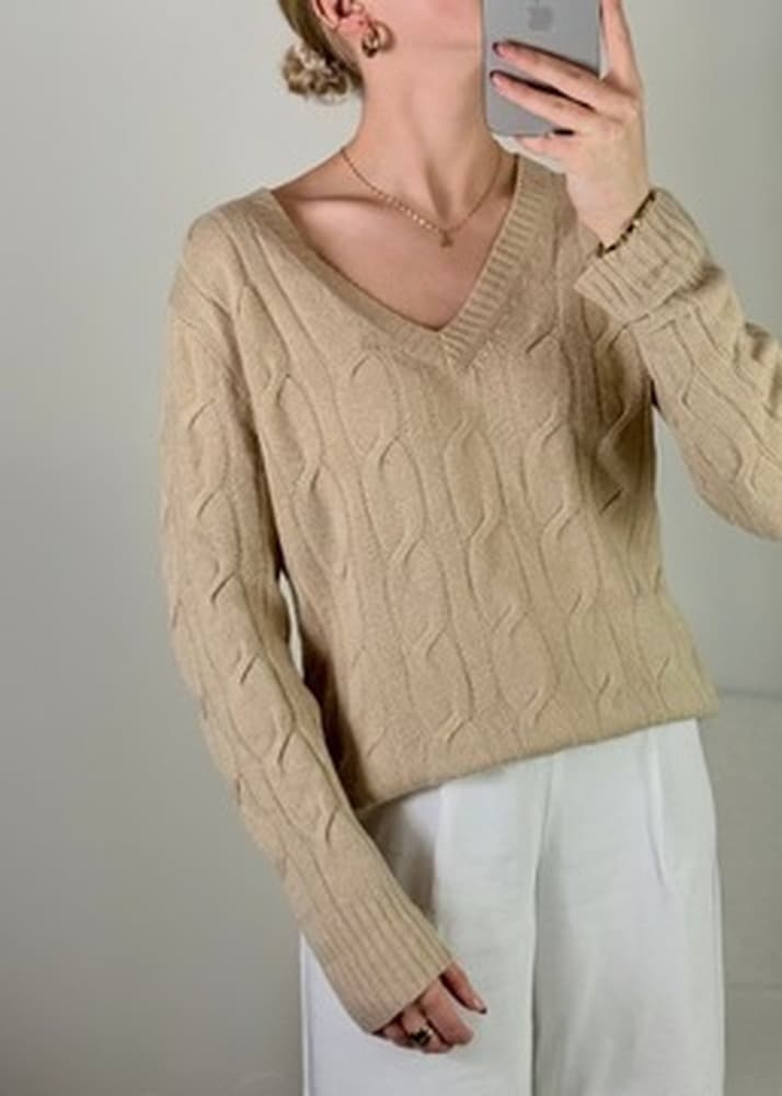 Sweter damski długi beżowy kaszmirowy