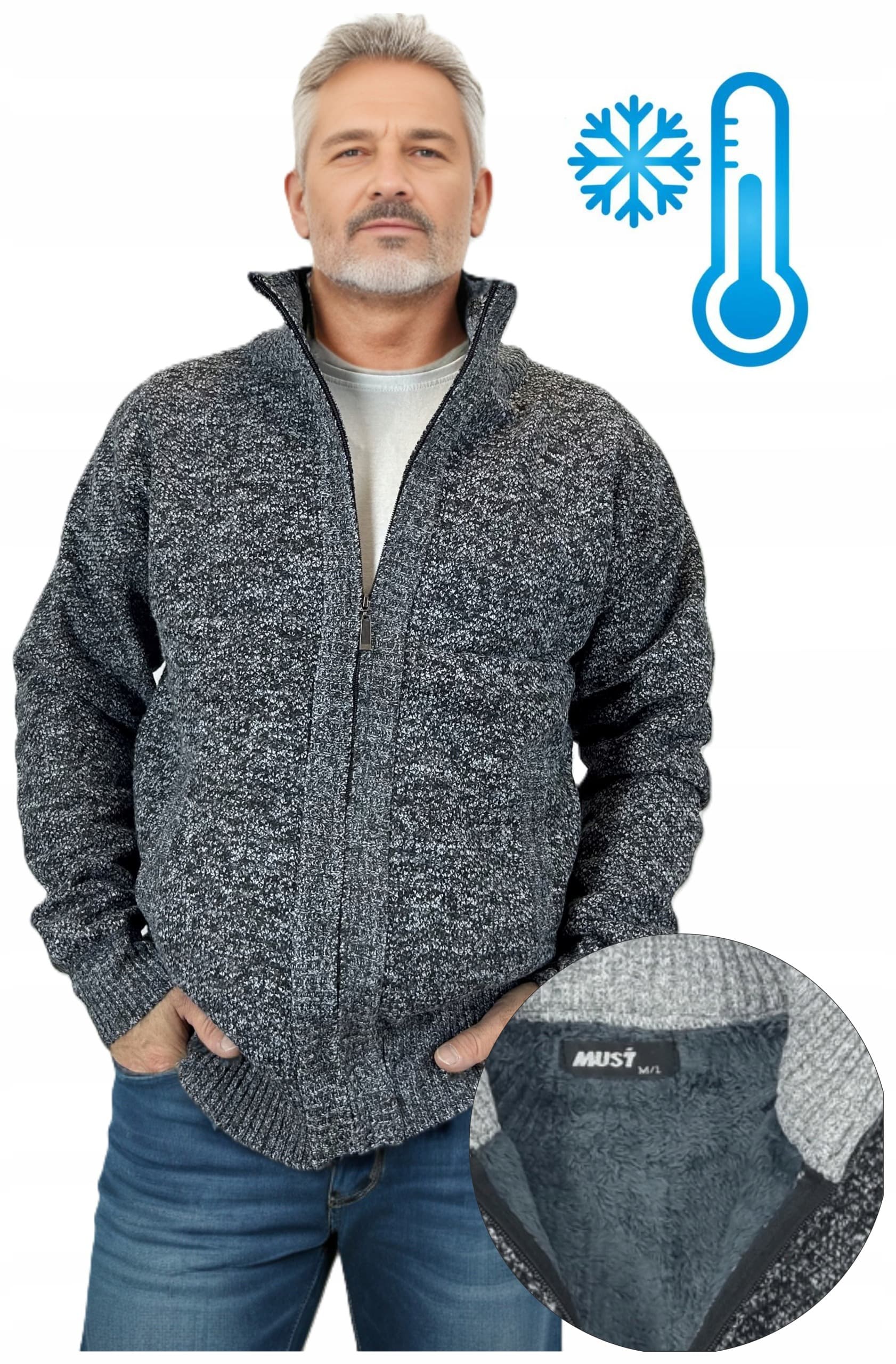 Sweter męski rozpinany w rozmiarze M/L