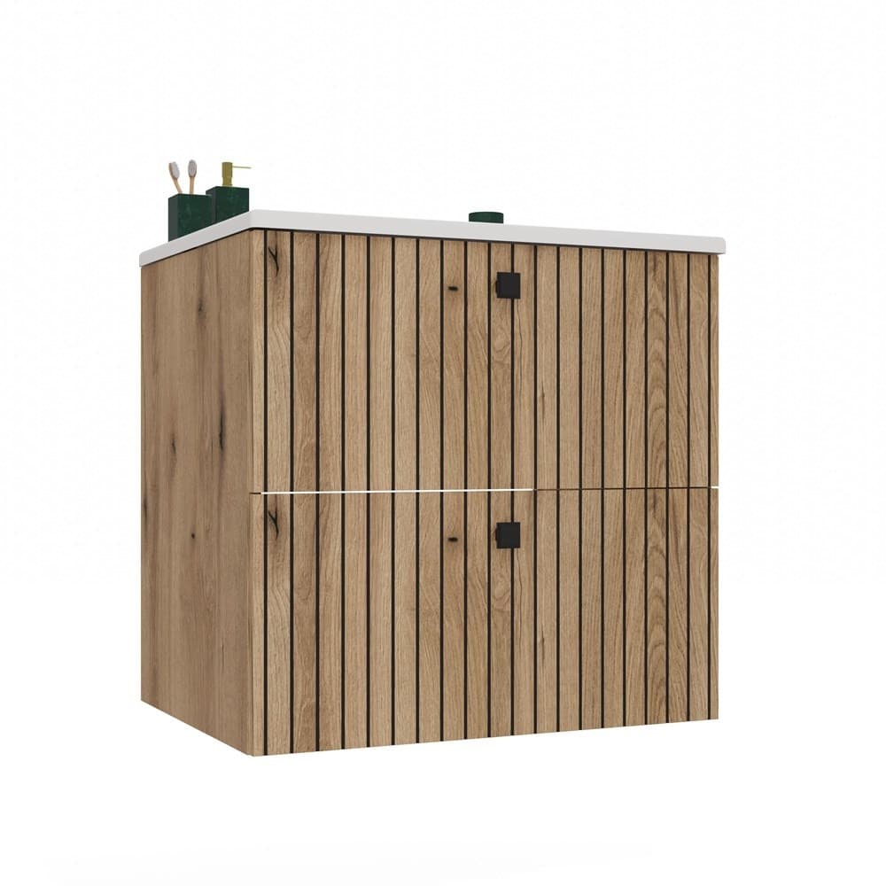 Szafka pod umywalkę Tigo 60 cm z 2 szufladami dąb evoke ryflowany front