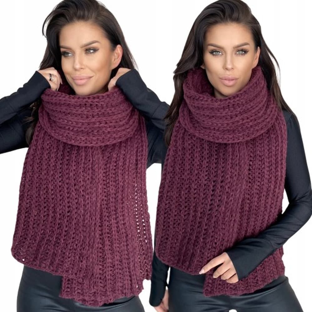 Szal damski pleciony ciepły i miękki