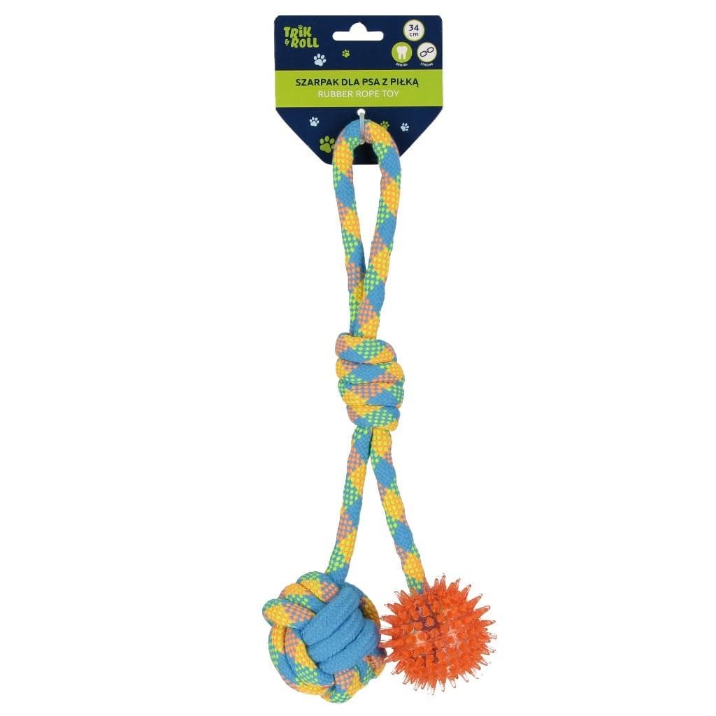 Szarpak dla psa z piłką dwustronny 34 cm