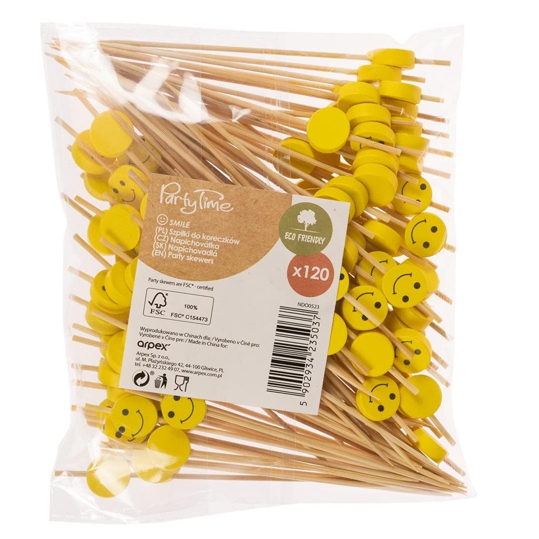 Szpilki do koreczków z uśmiechniętymi buźkami 120 sztuk