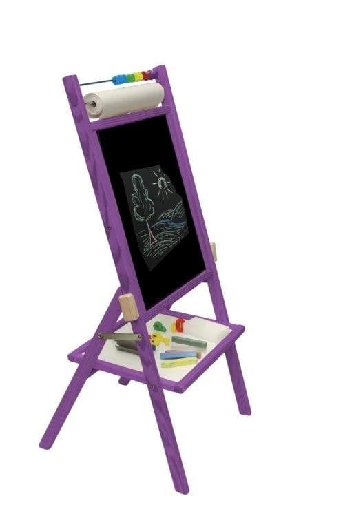 Tablica obrotowa kredowa z rolką papieru i liczydłem fioletowa