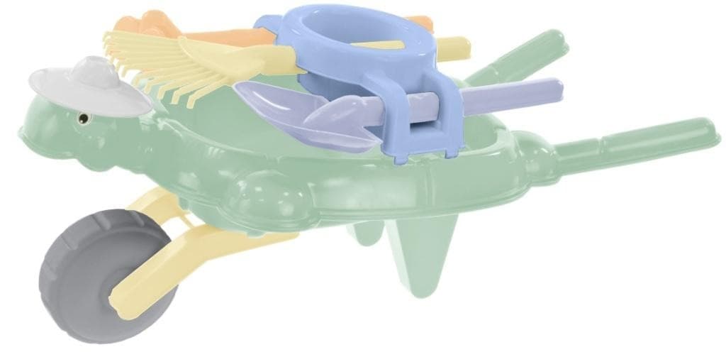 Taczka dla dzieci żółw z zestawem narzędzi ogrodowych