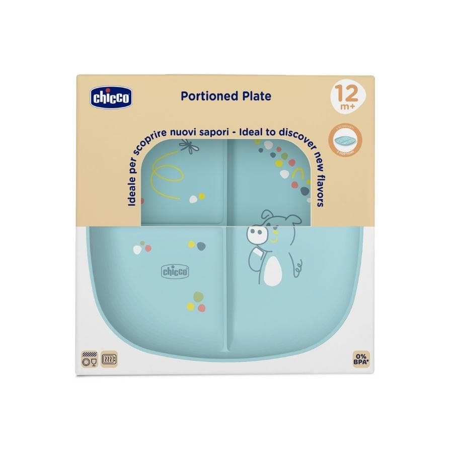 Talerz trójdzielny dla dzieci 12m+ niebieski