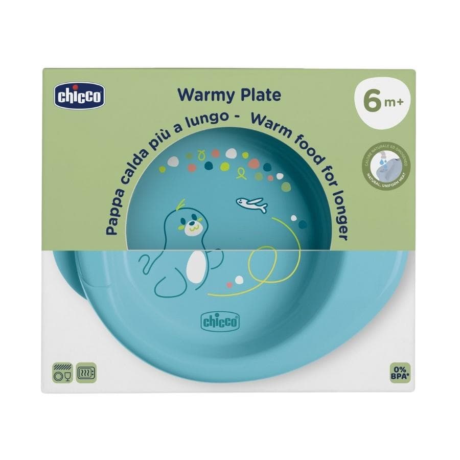 Talerz podgrzewany dla dzieci turkusowy 6m+