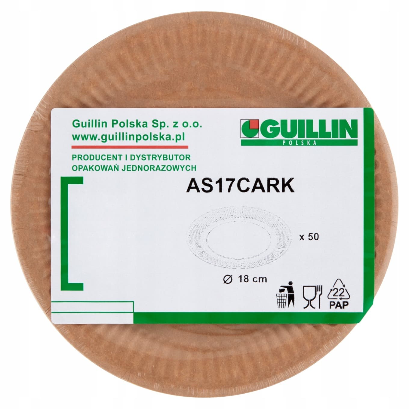 Talerze papierowe Kraft 18 cm