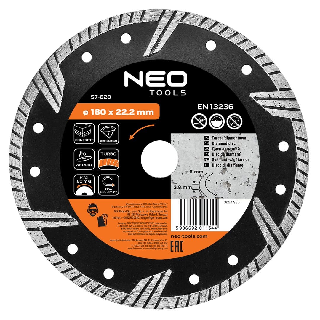 Tarcza diamentowa turbo 180 x 22.2 mm do cięcia