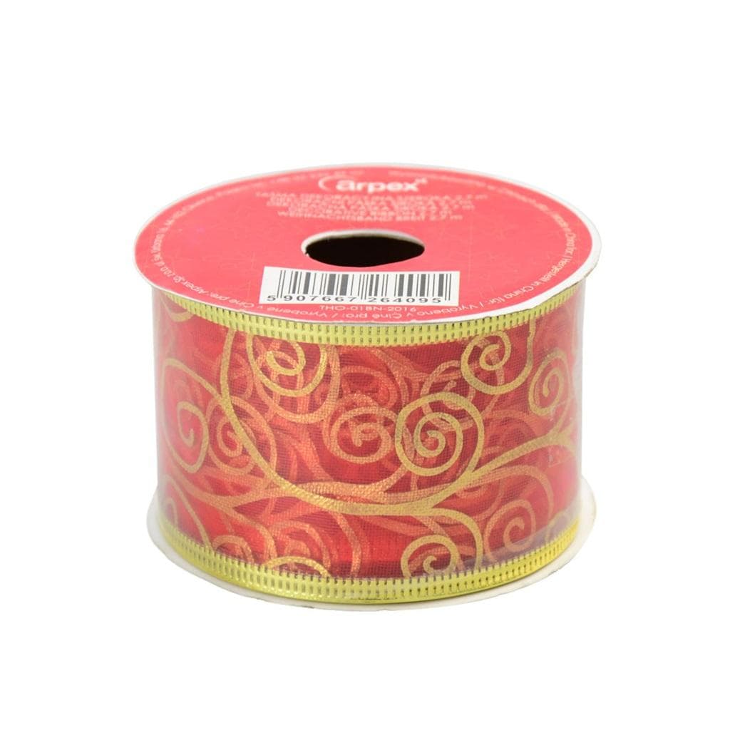 Taśma dekoracyjna na szpuli szeroka czerwona, 5x270 cm
