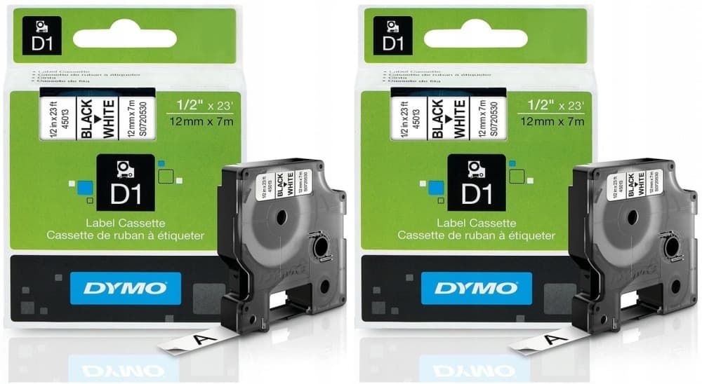 Taśma do drukarki etykiet Dymo D1 12 mm x 7 m czarna