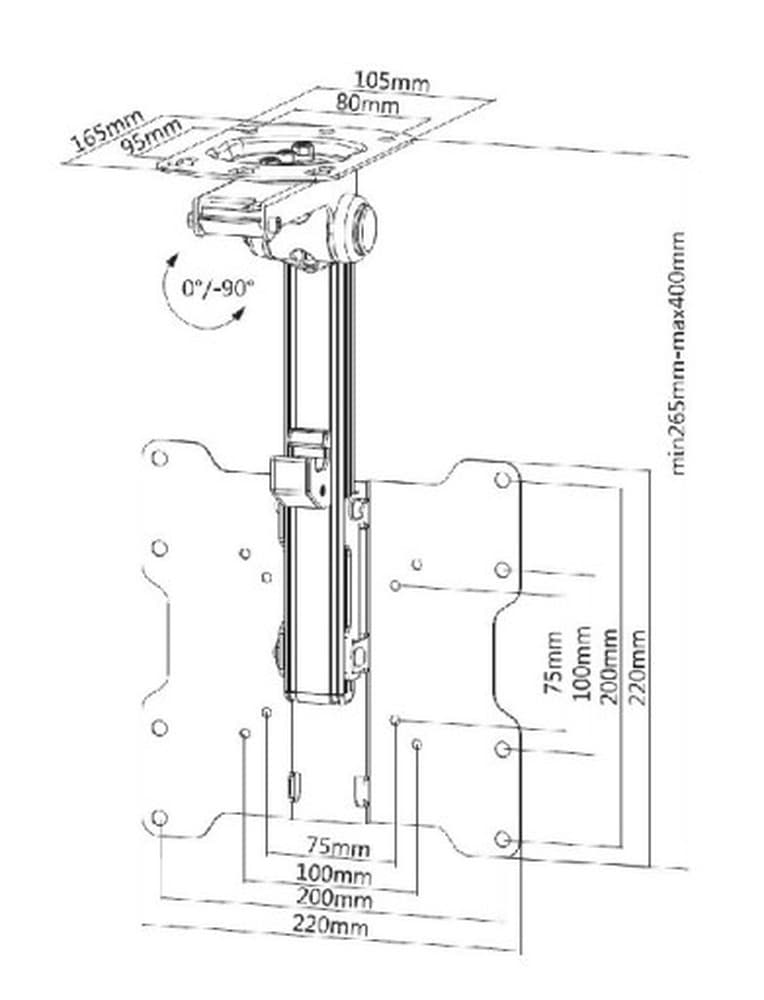 Techly uchwyt do telewizorów 94 cm (37 cali) czarno-srebrny