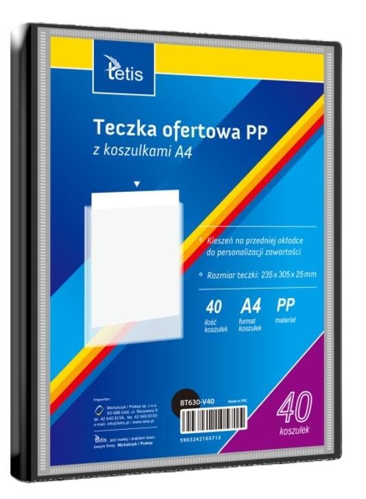 Teczka ofertowa A4 z 40 koszulkami czarna