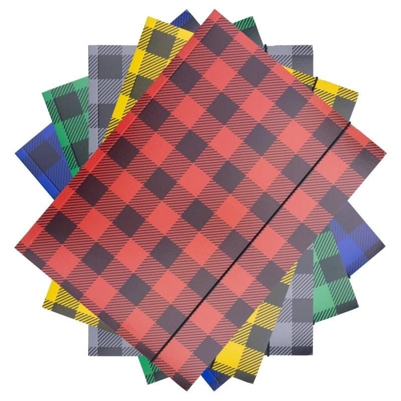 Teczka A4 z gumką w kratę mix kolorów