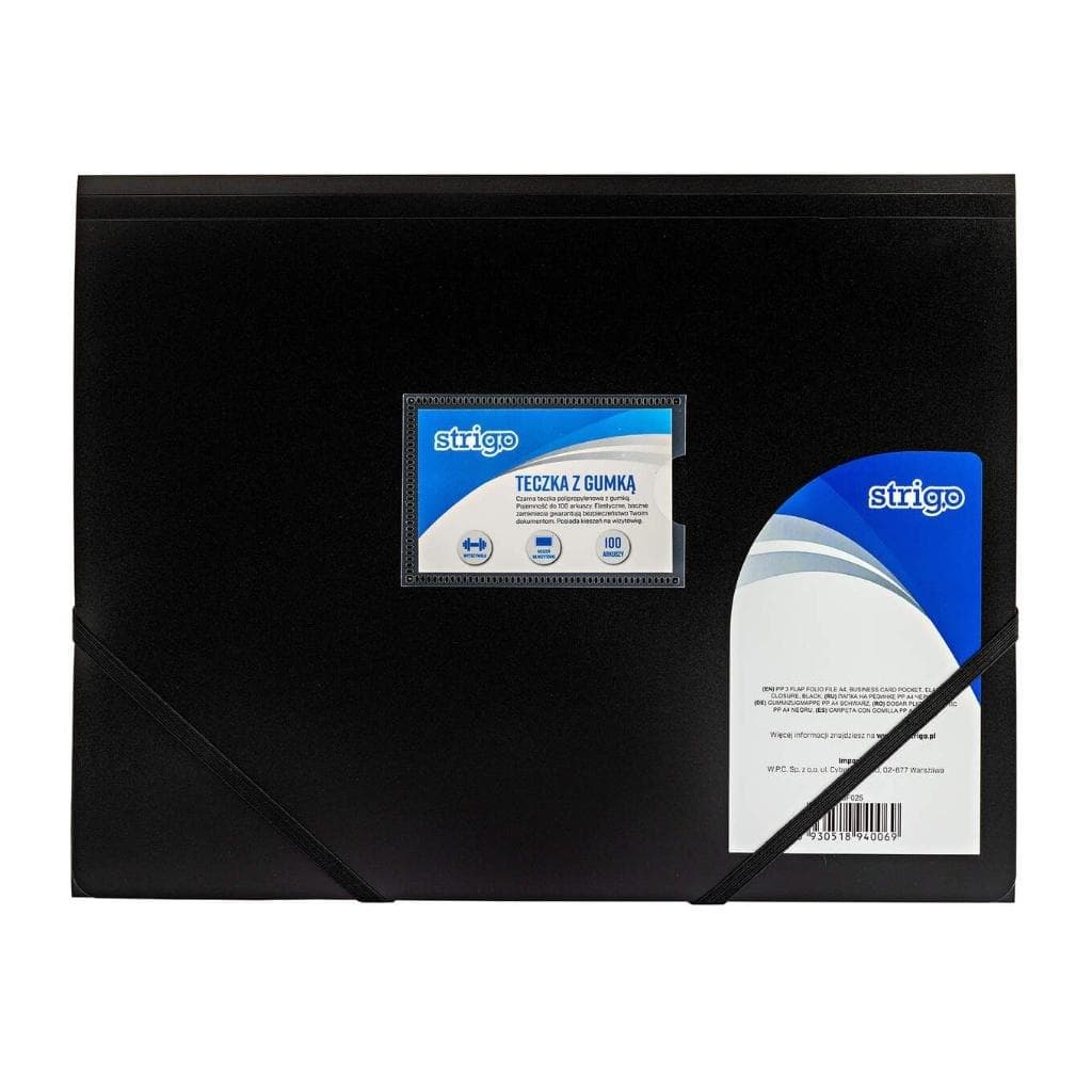 Teczka A4 z gumką polipropylenowa czarna