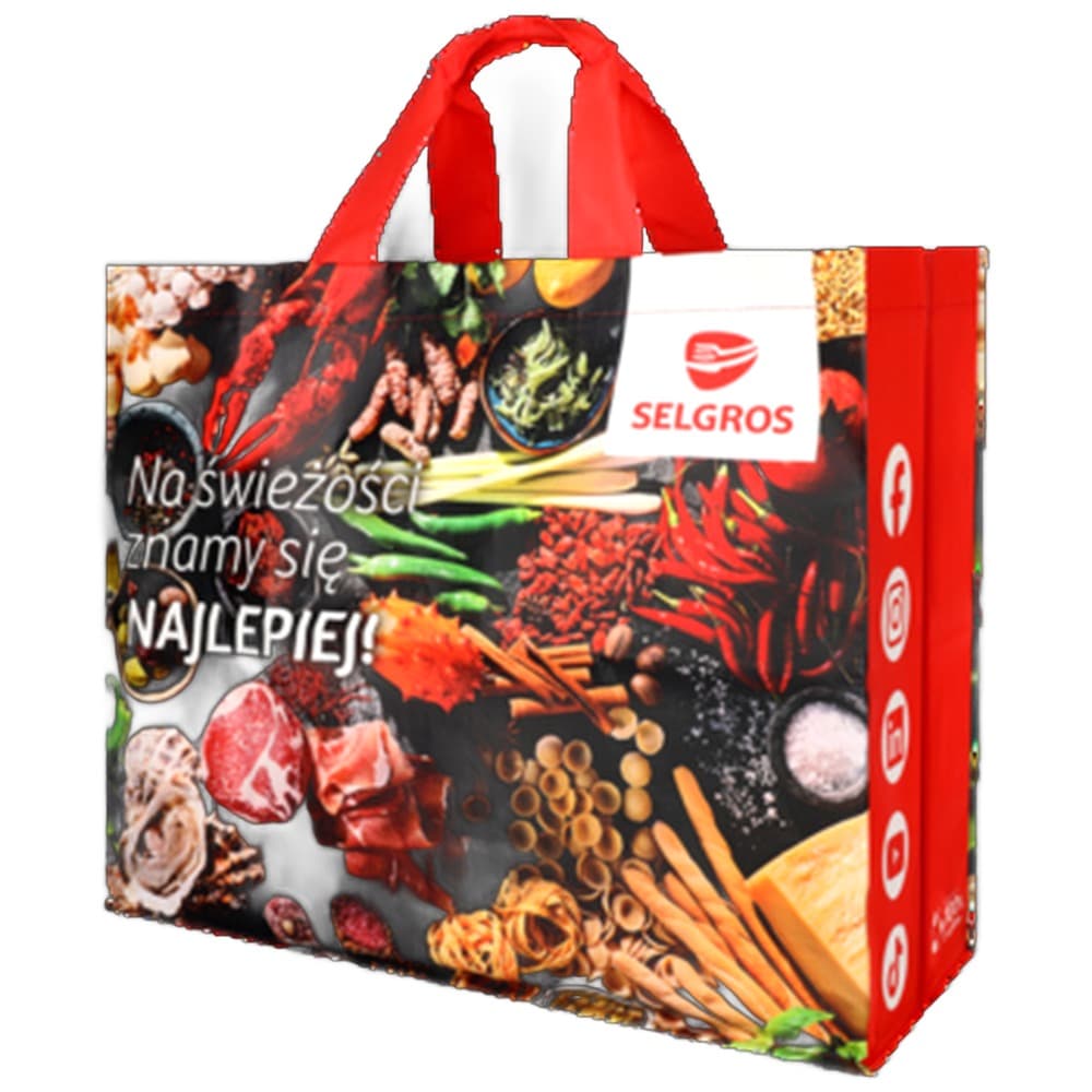 Torba polipropylenowa wielokrotnego użytku 45 x 40 x 20 cm Selgros Green