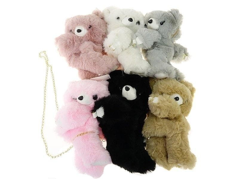 Pluszowa torebka miś z łańcuszkiem na ramię mix kolorów 30x13x10 cm