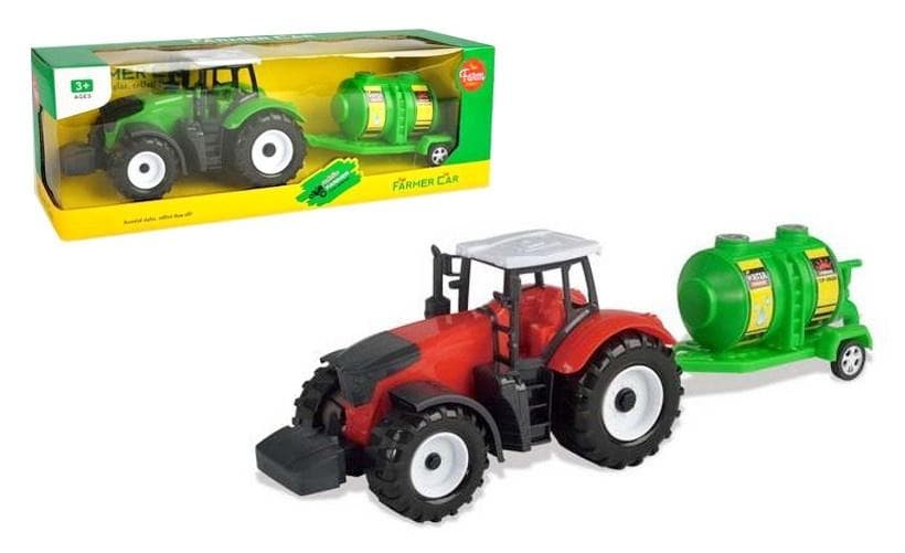 Traktor z napędem i beczką mix kolorów