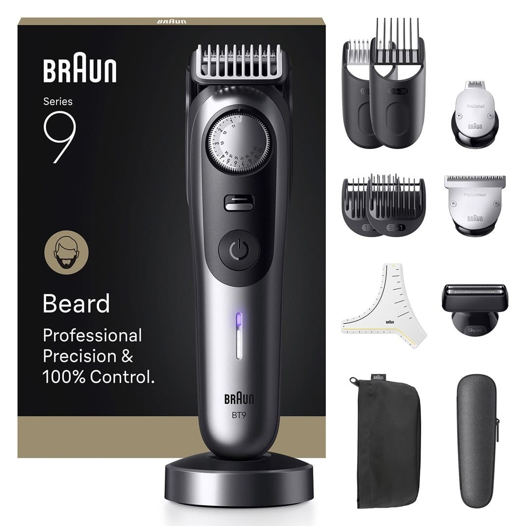 Trymer do brody Braun BeardTrimmer 9 BT9560 Mokry i Suchy Czarny, Srebrny