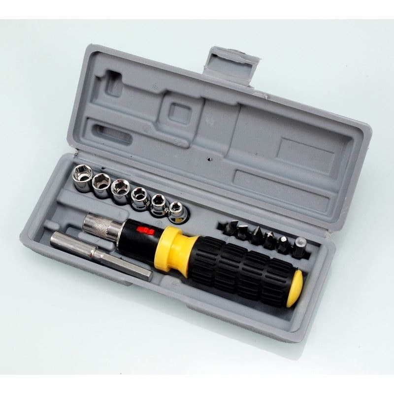 Wkrętak z zestawem nasadek i torxów 14 elementów