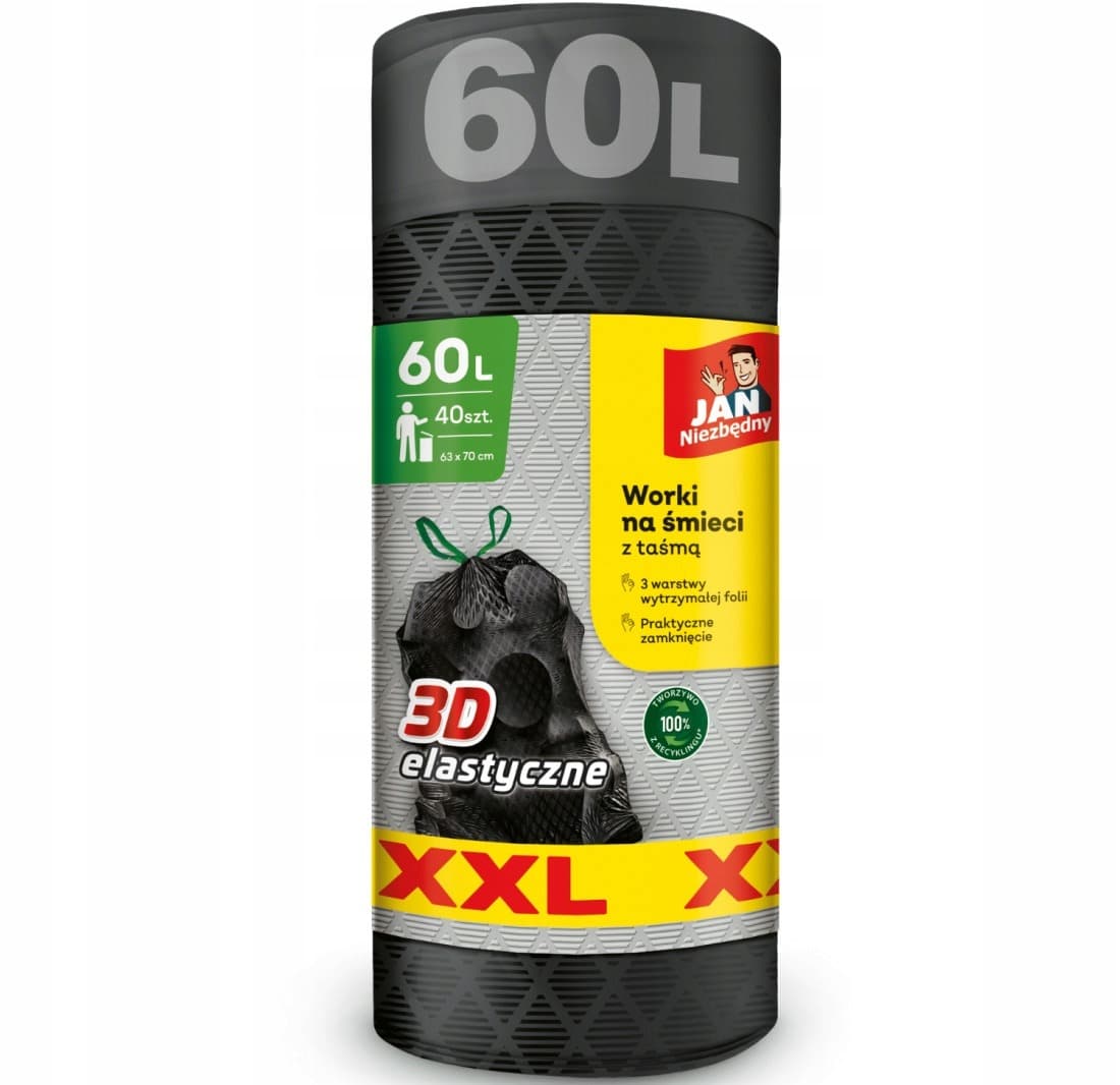 Worek na śmieci biało-czarny w grochy 50x60 cm