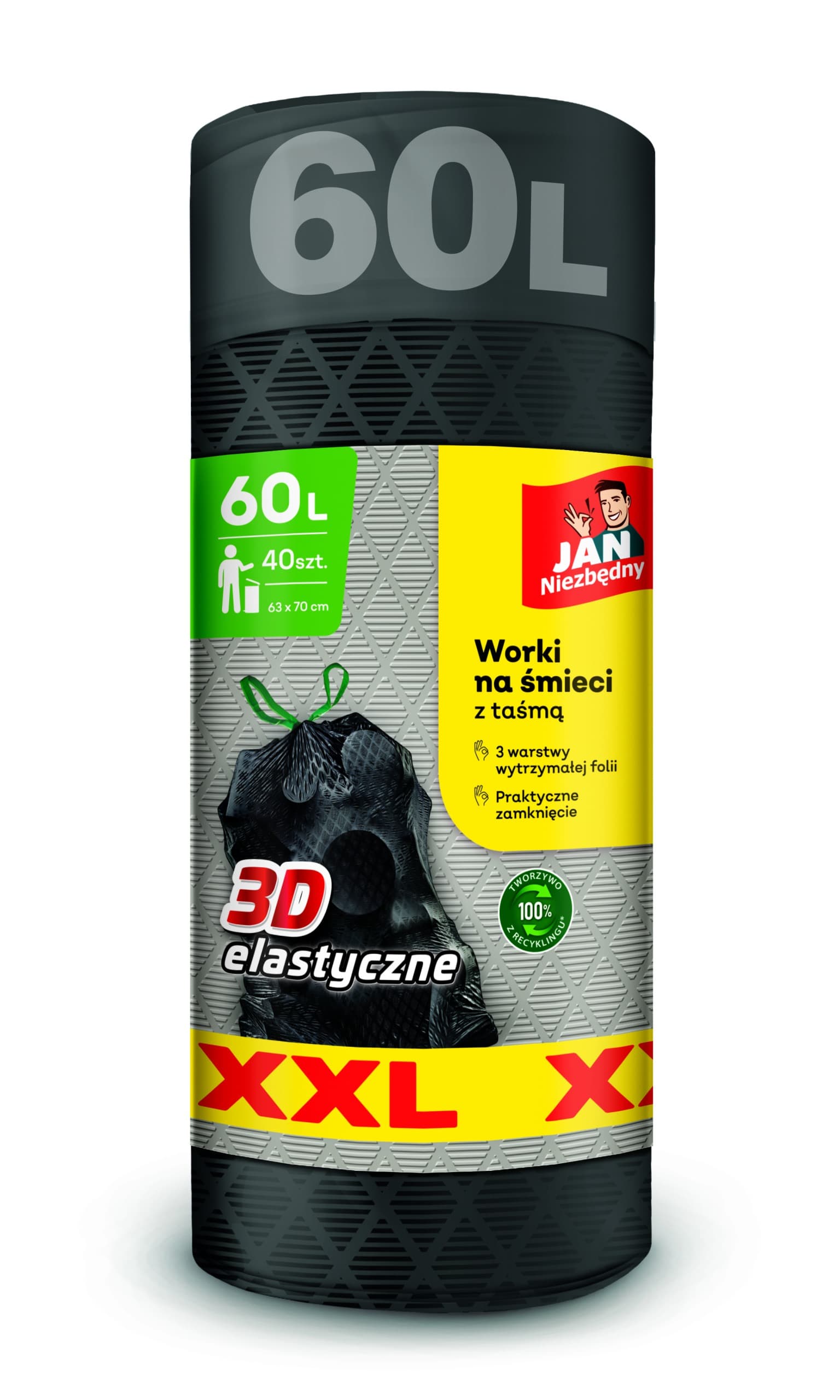 Worki na śmieci Jan N. Magnum LDPE 60 litrów 40 sztuk