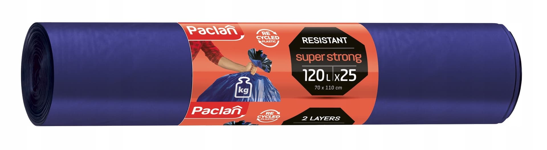 Worki na śmieci Paclan B&S o pojemności 120 litrów, 25 sztuk