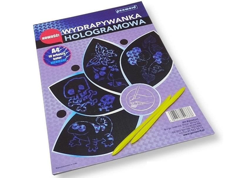Hologramowa wydrapywanka A4 niebieska 10 arkuszy Penword