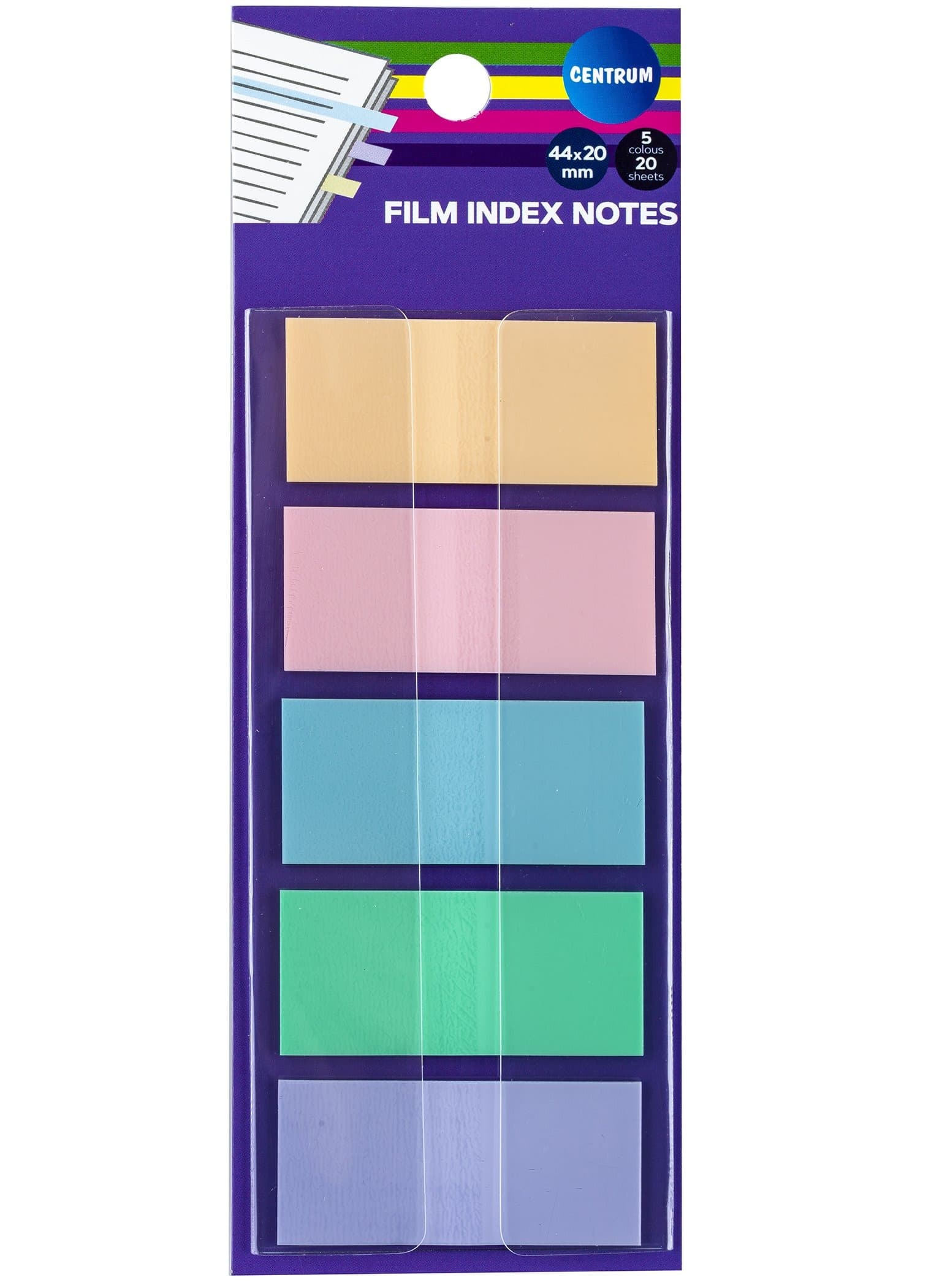 Zakładki indeksujące foliowe 5 pastelowych kolorów