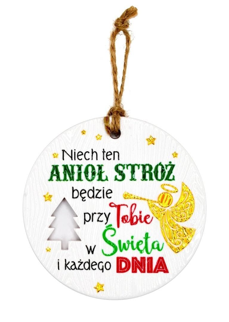Ceramiczna zawieszka świąteczna ze złotymi i srebrnymi zdobieniami