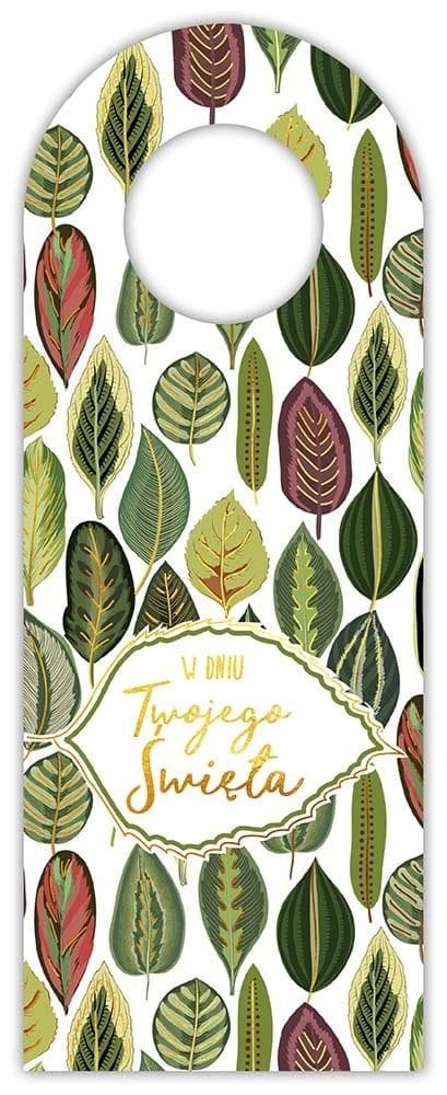 Zawieszka na butelkę Liście w dniu Święta złocona