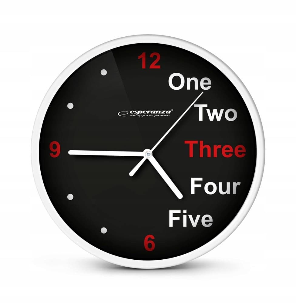 Zegar ścienny Esperanza Prague biały cichy mechanizm