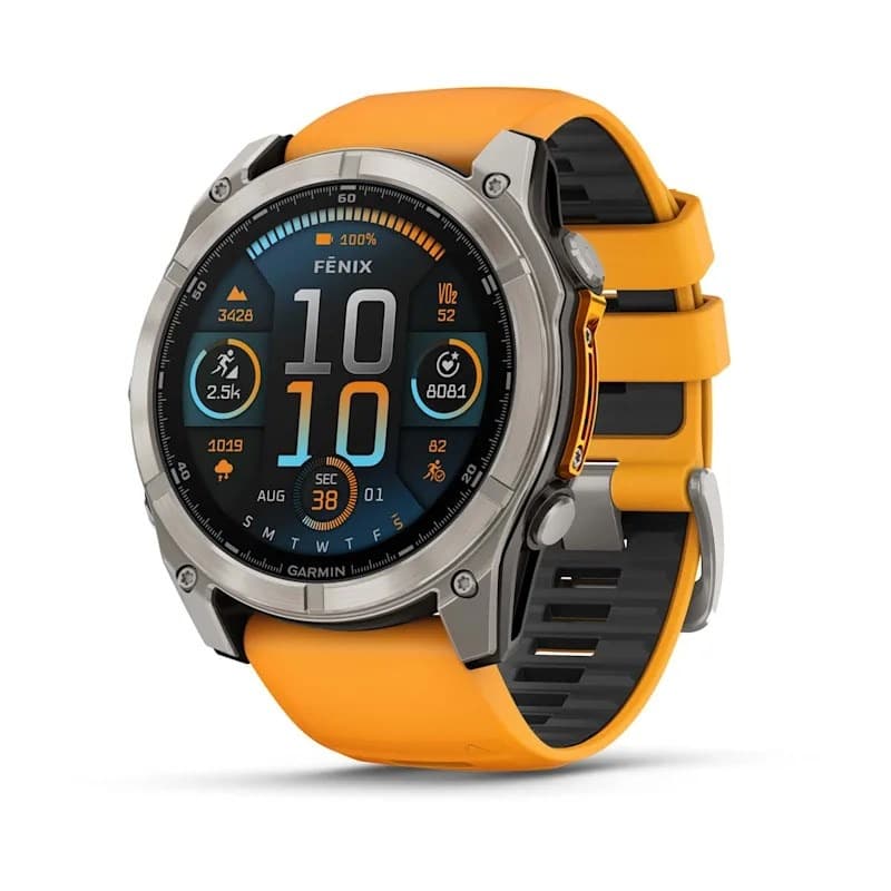 Zegarek sportowy Garmin Fenix 8 AMOLED 51mm Sapphire Titanium Pomarańczowy