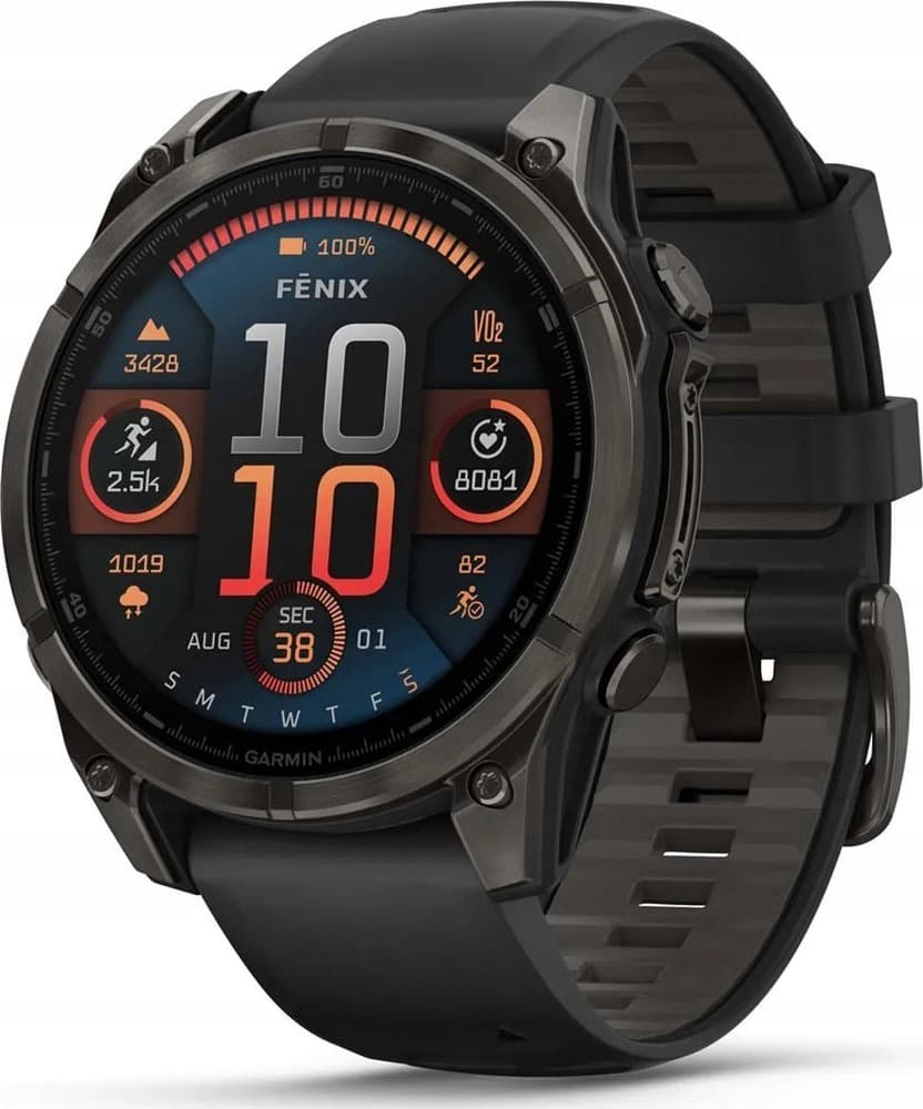 Zegarek sportowy Garmin Fenix 8 Sapphire Titanium Carbon Grey DLC 47 mm Czarny