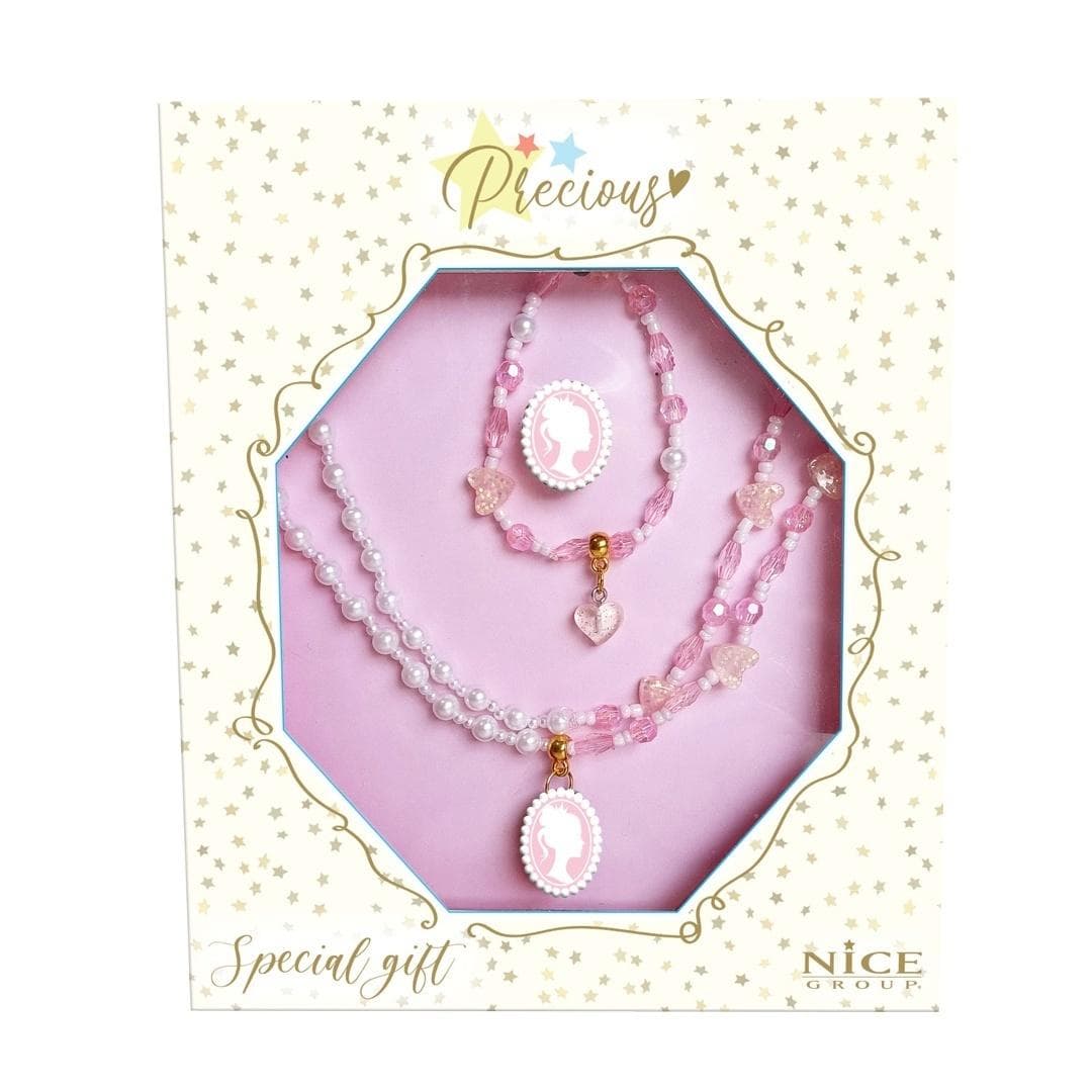 Zestaw biżuterii naszyjnik bransoletka i pierścionek w pudełku prezentowym