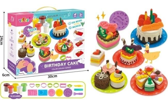 Zestaw ciastoliny Urodzinowy Tort z foremkami i narzędziami