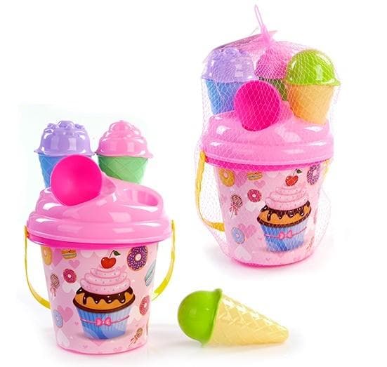 Zestaw do piasku z wiaderkiem i foremkami do lodów